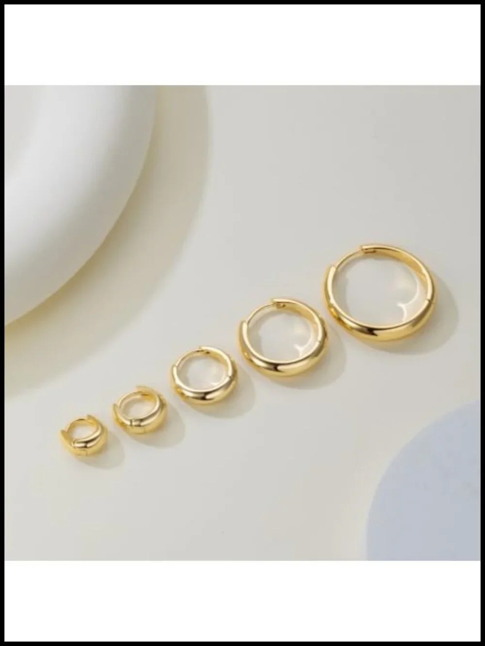 14K Gold Plated Hoop Earrings for Women - Thick Chunky Huggie Hoops - 5 Sizes